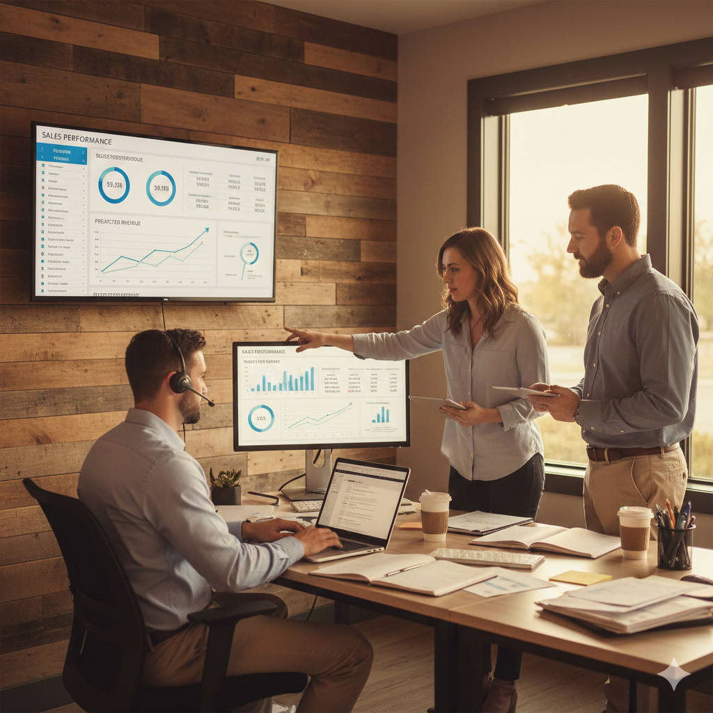 Office personnel using Custom Trades CRM